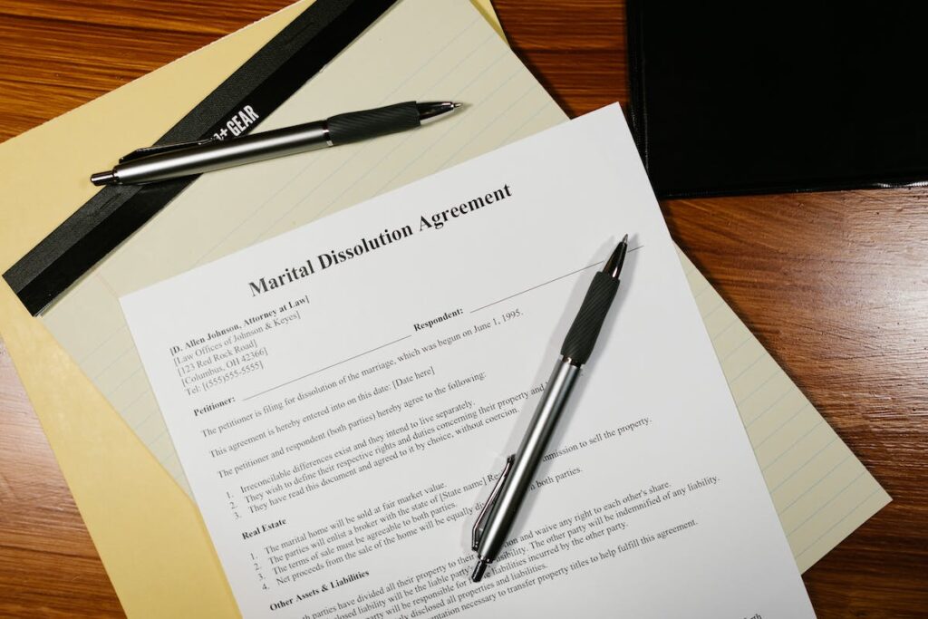 Martial Dissolution Agreement Document